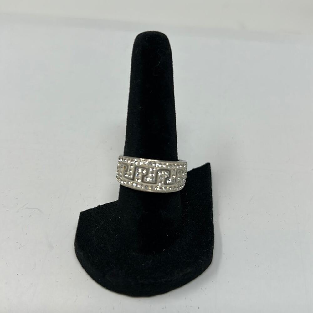 C 925 Marked Women's Sterling Band Ring with Small CZ Stones Size 7